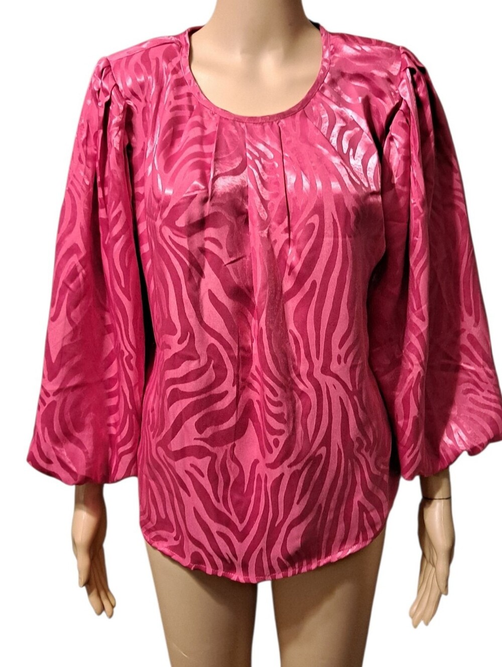 Calligraphie Pink Zebra-Print Satin Blouse